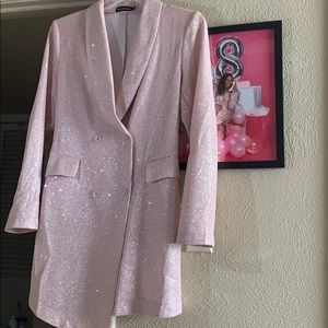 pink glitter blazer
